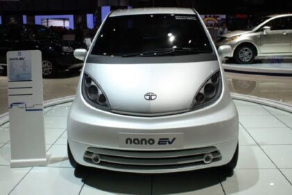 A image of Electric Tata Nano in car showcase area