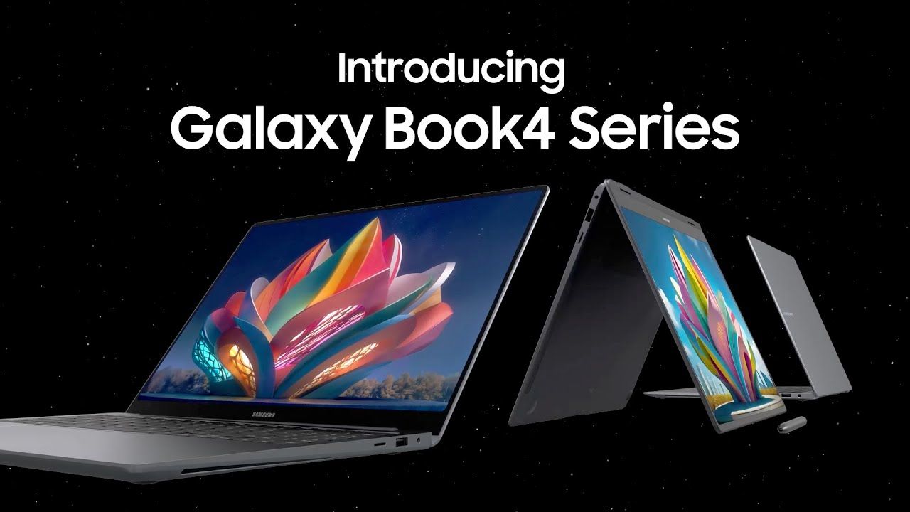 Galaxy book 4 series in black color in black background