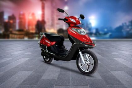 A image of red and black colour Hero Electric Flash E Scooter