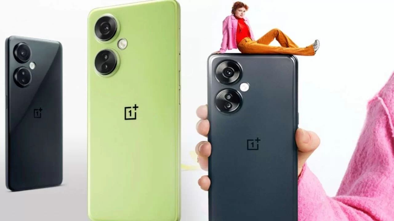 One plus phone in e color with a girl