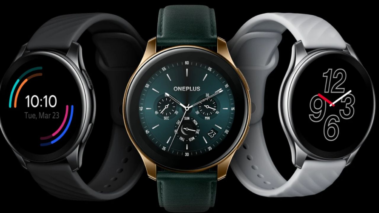 OnePlus watch 2 in 3 color in dark background
