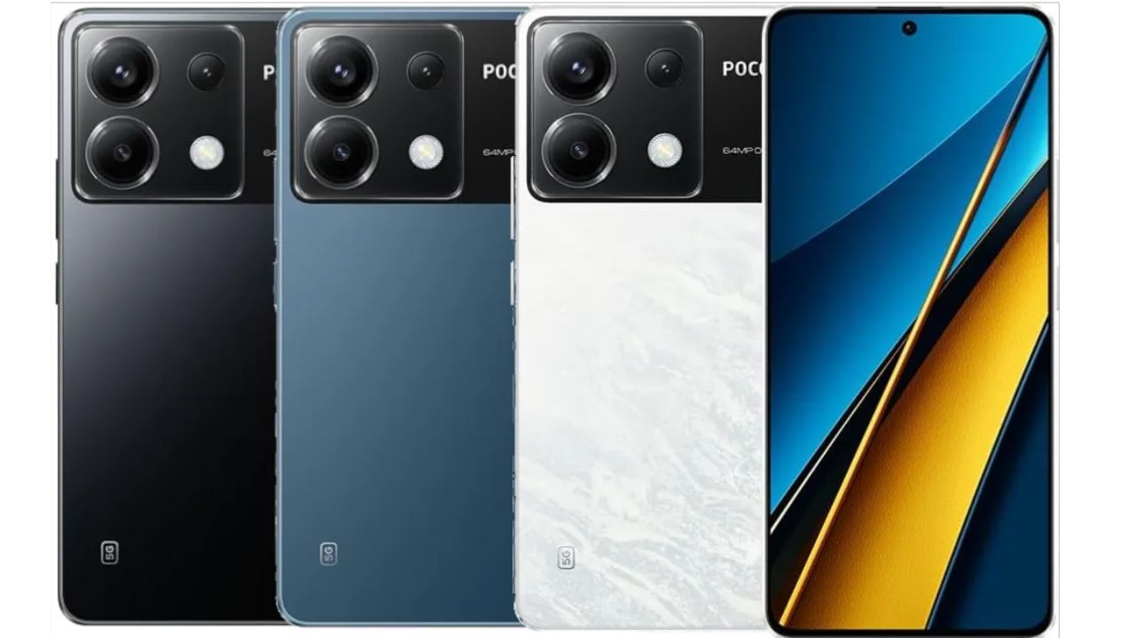 poco x6 in four color in plain background