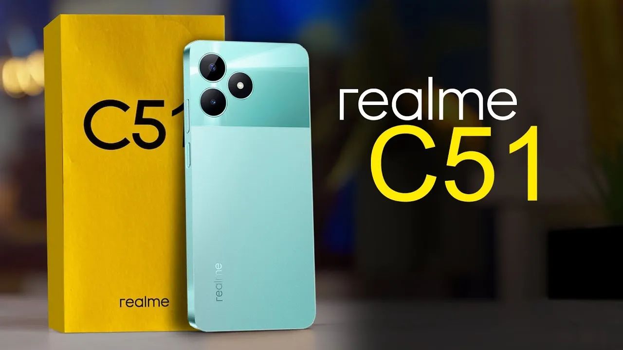 relme c51 smartphone with cool bacground