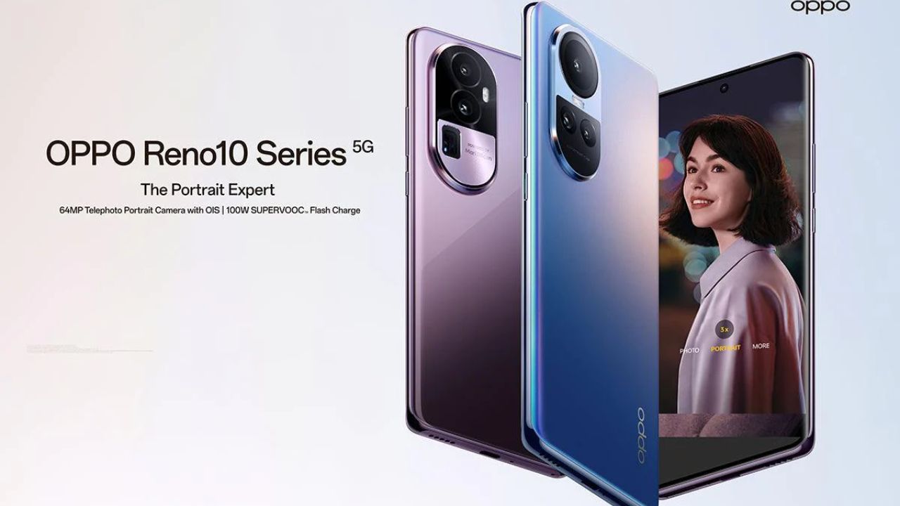 Oppo Reno 10 pro in 3 color with a photo of model