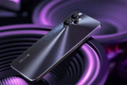 realme 9i in black color with attractive background