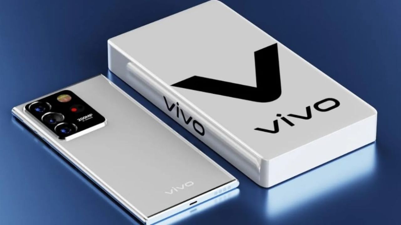 vivo v26 pro in white color, in blue background