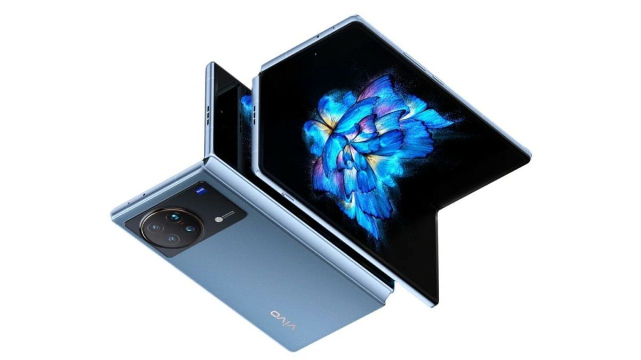 Vivo X Fold 3 series in blue color on plain white background