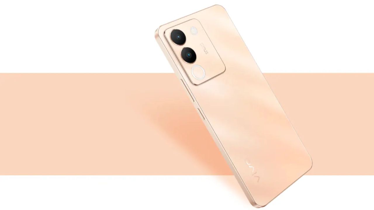 vivi y 200e in light pink color in the background of white and pink background