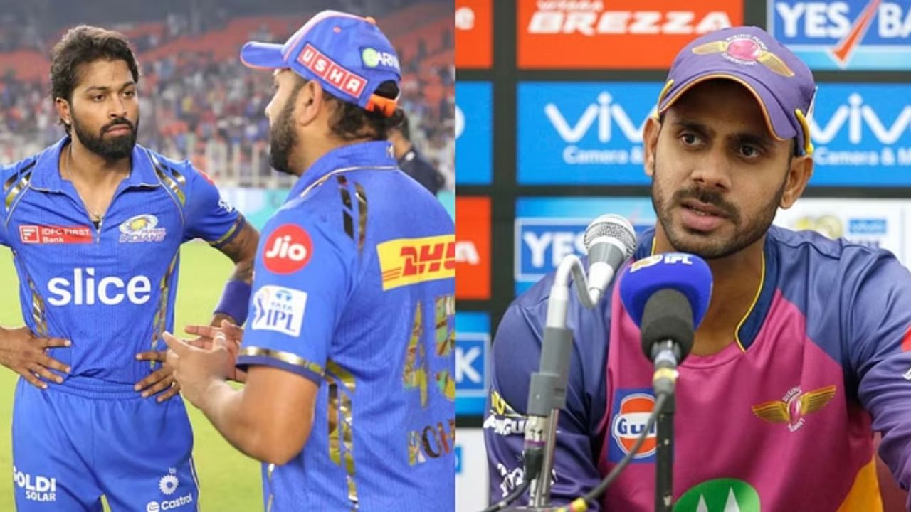 hardik and rohit talking in one side and tiwary in press conference