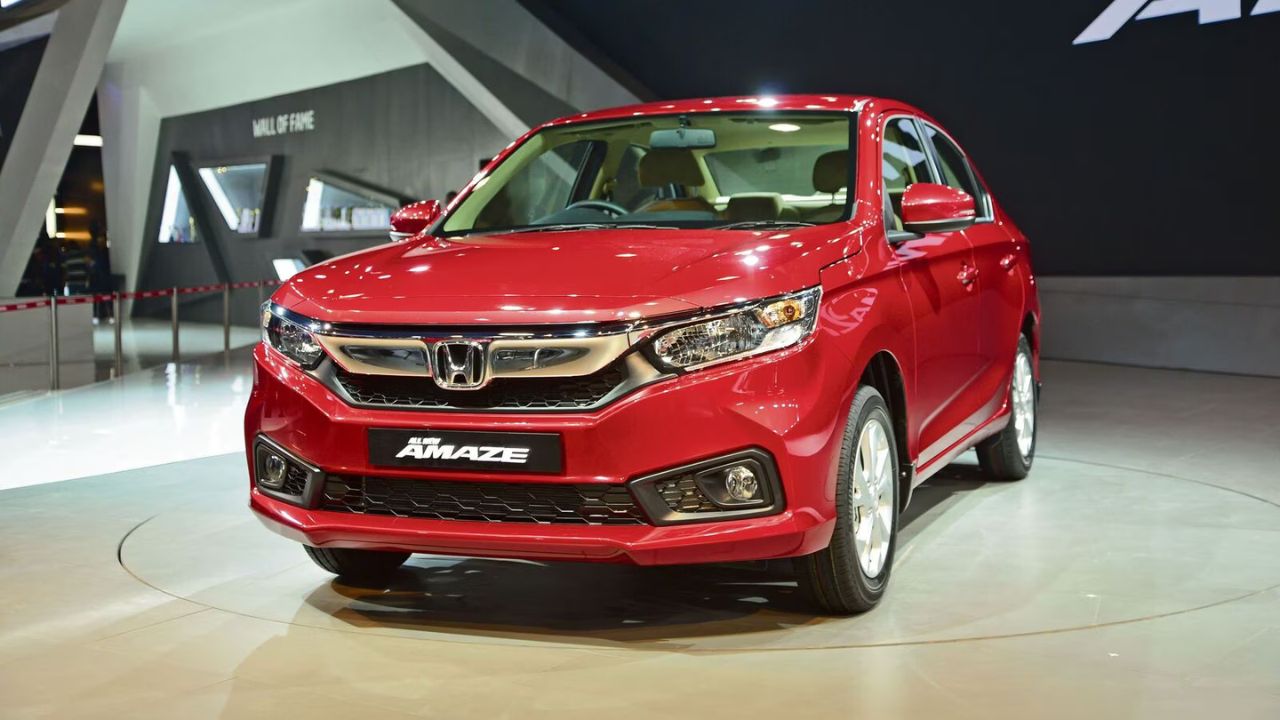 Here is Image of Red Colour Honda Amaze VX Elite which is placed in Showcase