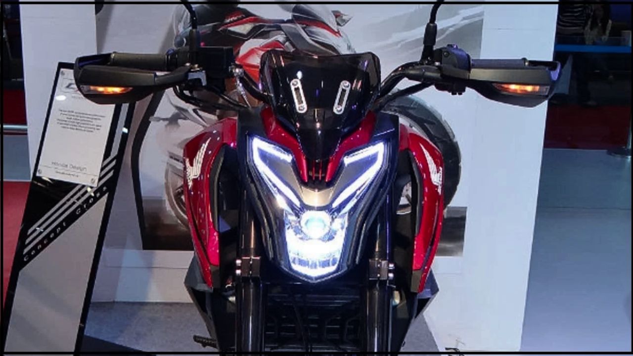 Here image of Red Colour Honda SP 160 Which is placed in Honda showroom