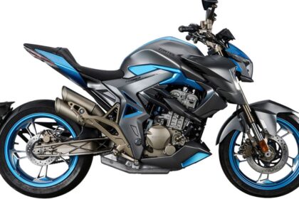 Here is image of Grey and blue colour Zontes 350R bike With fully white background