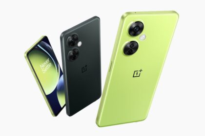 oneplus nord ce3 in green and black color infront of plain white background